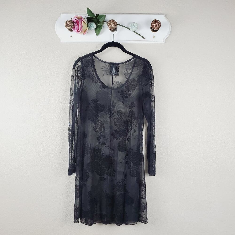 ✨ Simpli the Best Floral Black Lace Dress 6 Sheer Gothic Witchy